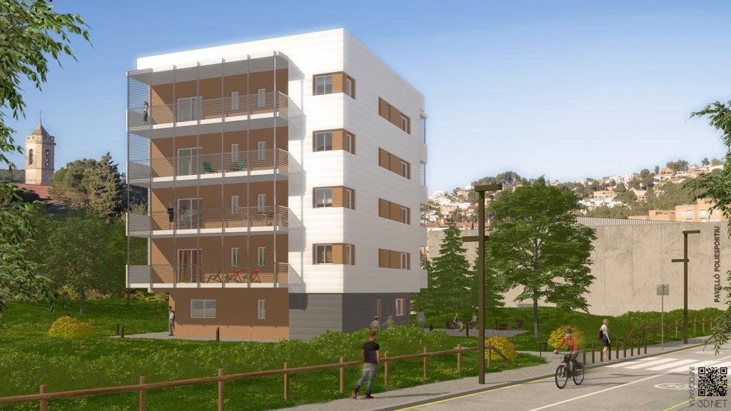 Arquitectura y Urbanismo | Remodelación e integración 3D en fotografía de un edificio de pisos de Vallirana, BARCELONA.