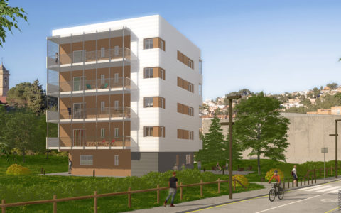 Arquitectura y Urbanismo | Remodelación e integración 3D en fotografía de un edificio de pisos de Vallirana, BARCELONA.