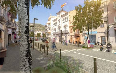 Urbanismo | Remodelación e integración 3D en fotografía de la Calle Mayor de Vallirana, BARCELONA